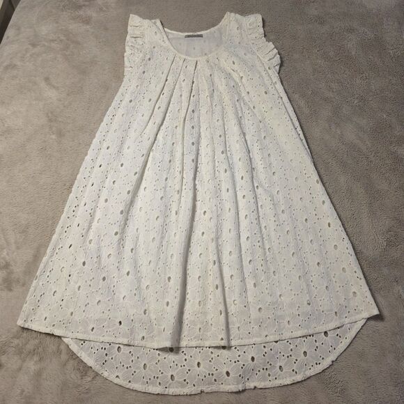 Cost Plus World Market Dresses & Skirts - World Market White Eyelet Dress Large XL Flutter Sleeve Country Cowgirl Cotton